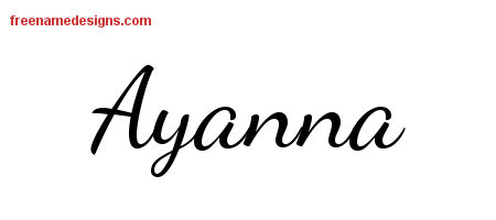 Lively Script Name Tattoo Designs Ayanna Free Printout