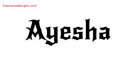 Gothic Name Tattoo Designs Ayesha Free Graphic