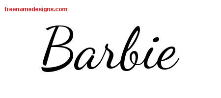 Lively Script Name Tattoo Designs Barbie Free Printout