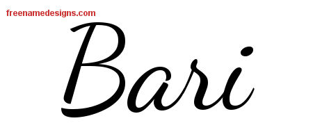 Lively Script Name Tattoo Designs Bari Free Printout
