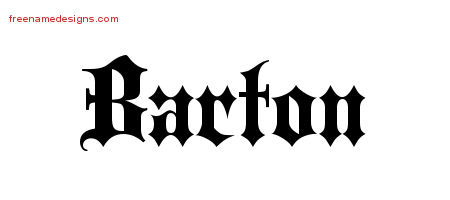Old English Name Tattoo Designs Barton Free Lettering
