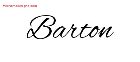 Cursive Name Tattoo Designs Barton Free Graphic