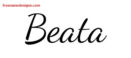 Lively Script Name Tattoo Designs Beata Free Printout