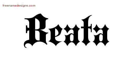 Old English Name Tattoo Designs Beata Free