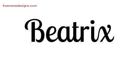Handwritten Name Tattoo Designs Beatrix Free Download