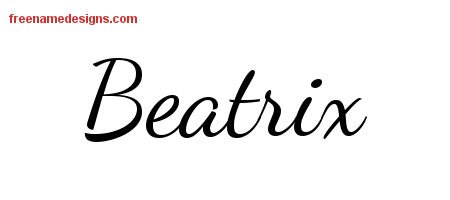 Lively Script Name Tattoo Designs Beatrix Free Printout