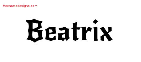 Gothic Name Tattoo Designs Beatrix Free Graphic