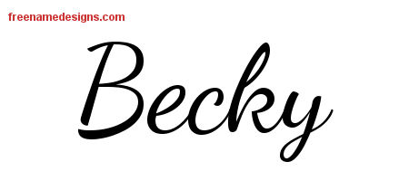 Lively Script Name Tattoo Designs Becky Free Printout