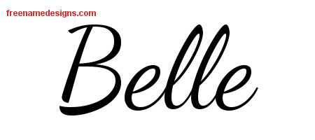Lively Script Name Tattoo Designs Belle Free Printout
