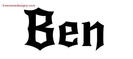 Gothic Name Tattoo Designs Ben Download Free