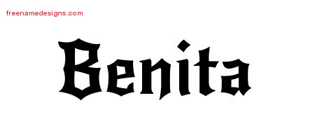 Gothic Name Tattoo Designs Benita Free Graphic