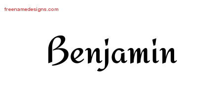 Calligraphic Stylish Name Tattoo Designs Benjamin Free Graphic