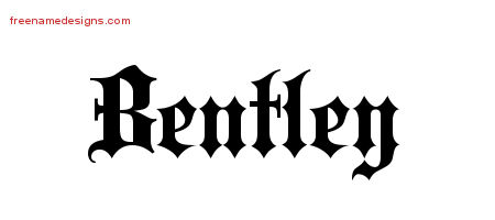 Old English Name Tattoo Designs Bentley Free Lettering