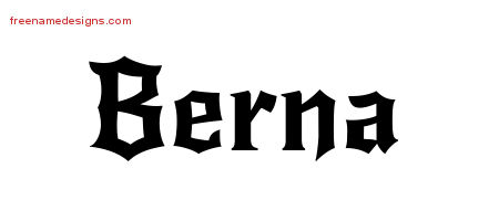 Gothic Name Tattoo Designs Berna Free Graphic