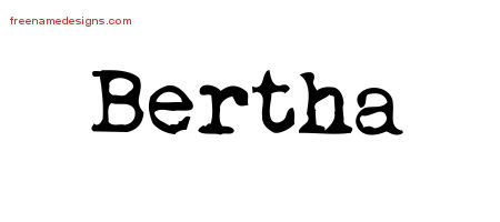 Vintage Writer Name Tattoo Designs Bertha Free Lettering