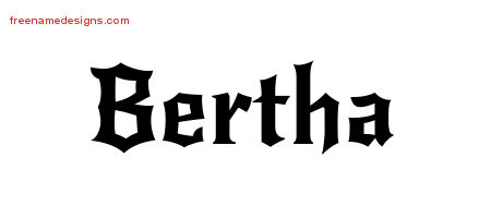 Gothic Name Tattoo Designs Bertha Free Graphic
