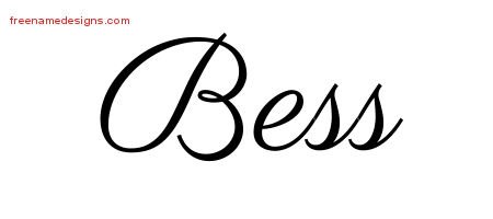 Classic Name Tattoo Designs Bess Graphic Download