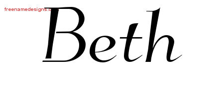 Elegant Name Tattoo Designs Beth Free Graphic