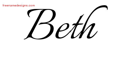 Calligraphic Name Tattoo Designs Beth Download Free