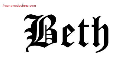 Blackletter Name Tattoo Designs Beth Graphic Download