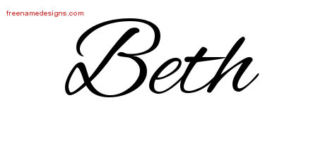 Cursive Name Tattoo Designs Beth Download Free