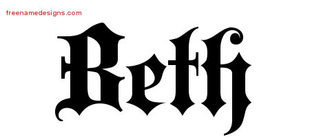 Old English Name Tattoo Designs Beth Free