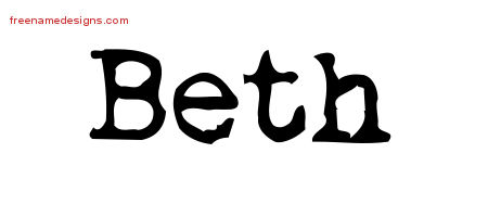 Vintage Writer Name Tattoo Designs Beth Free Lettering
