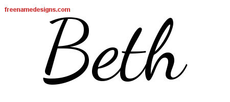 Lively Script Name Tattoo Designs Beth Free Printout