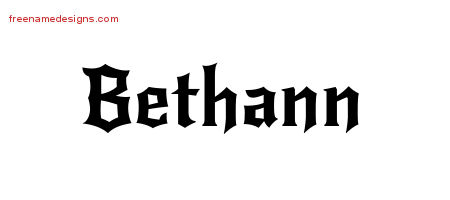 Gothic Name Tattoo Designs Bethann Free Graphic
