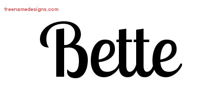 Handwritten Name Tattoo Designs Bette Free Download