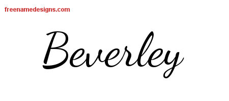 Lively Script Name Tattoo Designs Beverley Free Printout