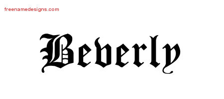 Blackletter Name Tattoo Designs Beverly Graphic Download