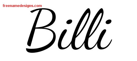 Lively Script Name Tattoo Designs Billi Free Printout