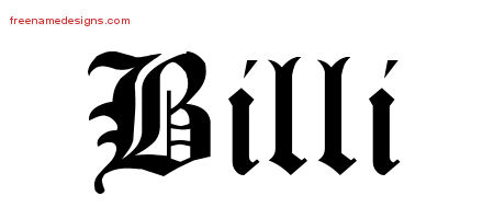 Blackletter Name Tattoo Designs Billi Graphic Download