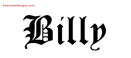 Blackletter Name Tattoo Designs Billy Graphic Download