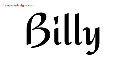 Calligraphic Stylish Name Tattoo Designs Billy Free Graphic