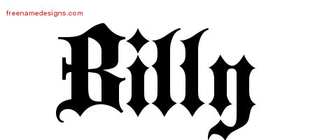Old English Name Tattoo Designs Billy Free Lettering