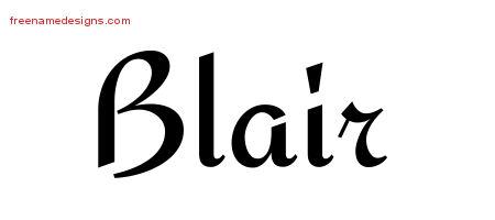 Calligraphic Stylish Name Tattoo Designs Blair Free Graphic