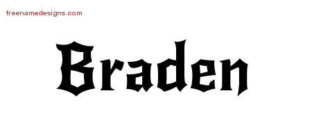 Gothic Name Tattoo Designs Braden Download Free