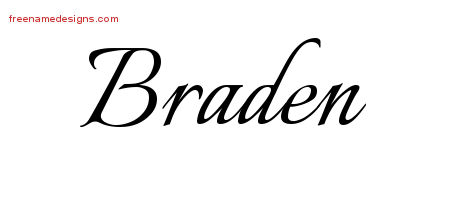 Calligraphic Name Tattoo Designs Braden Free Graphic
