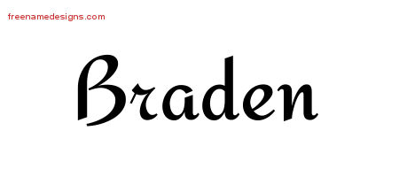 Calligraphic Stylish Name Tattoo Designs Braden Free Graphic