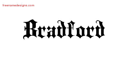 Old English Name Tattoo Designs Bradford Free Lettering