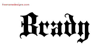 Old English Name Tattoo Designs Brady Free Lettering
