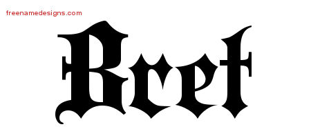 Old English Name Tattoo Designs Bret Free Lettering