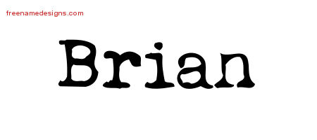 Vintage Writer Name Tattoo Designs Brian Free Lettering