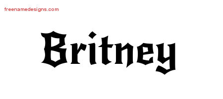 Gothic Name Tattoo Designs Britney Free Graphic