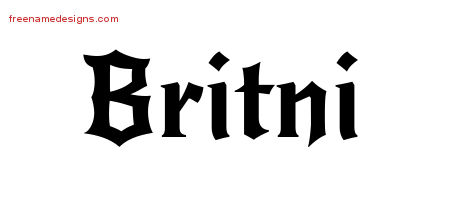 Gothic Name Tattoo Designs Britni Free Graphic