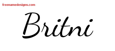 Lively Script Name Tattoo Designs Britni Free Printout