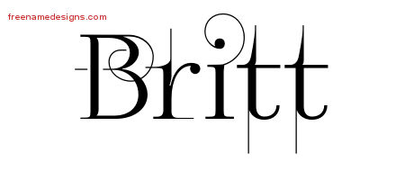 Decorated Name Tattoo Designs Britt Free Lettering