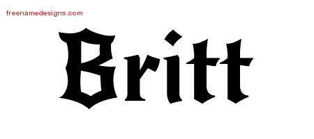 Gothic Name Tattoo Designs Britt Free Graphic